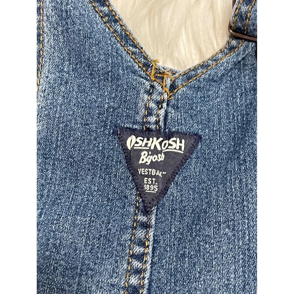 OshKosh B'Gosh Blue Denim Toddler Overalls Kids Size 24M Vestbak EST 1895 Used